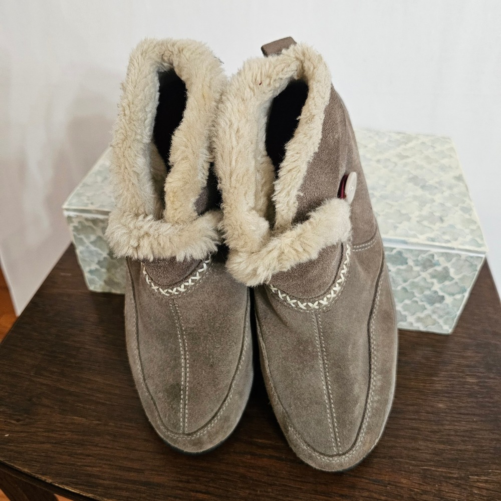 Easy Spirit Essleighride Taupe Suede Faux Fur Lined Ankle Boots Womens 9.5 M - Picture 2 of 8